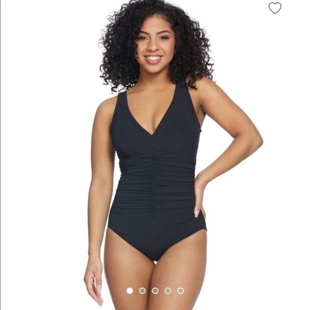 Contours Keepsake Solitaire V-Neck One Piece Swimsuit Sz 8/ 32C